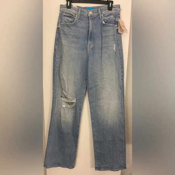 NWT MOTHER High Waisted Tunnel Vision Sneak Sippin' Sweet Tea Blue Size 29 - Picture 4 of 10